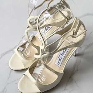 Jimmy Choo Cream Strappy Heeled Boots